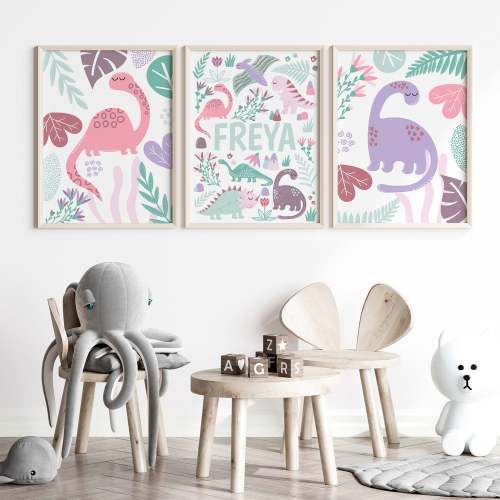 Girls Dinosaur Wall Art