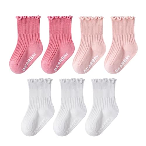 Bearbay Baby Non Slip Ankle Socks with Grippers for 0 Months-7 Years Old Walking Socks