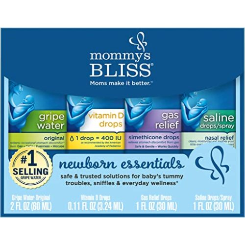 Mommy's Bliss Newborn Essentials Gift Set, Includes Gripe Water, Baby Vitamin D/Gas Drops and Gentle Saline Drops/Spray