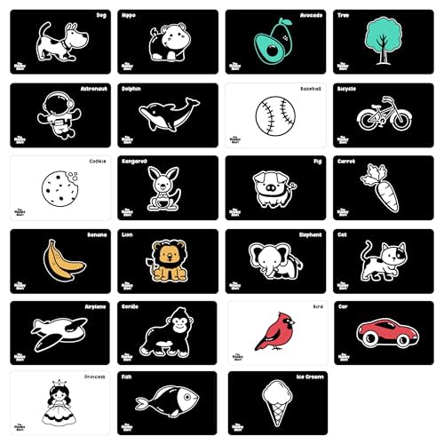 Happy Start High Contrast Baby Cards - Baby Black and White Cards for Newborn, Water Resistant Baby High Contrast Cards for Newborn - Baby Contrast Cards, Tummy Time Cards - Ages 0+ (English)