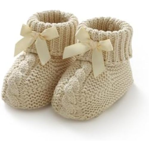 Baby Booties Newborn 100% Cotton Cozy Knit First Shoes for Infant Toddler Boys and Girls