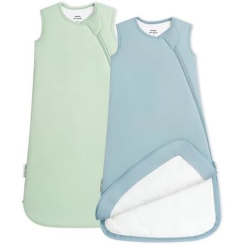 Soft Bamboo Viscose Baby Sleep Sack, 1.0 TOG Baby Sleeping Bag 2 Pack, Cozy Baby Wearable Blanket 2-Way Zipper