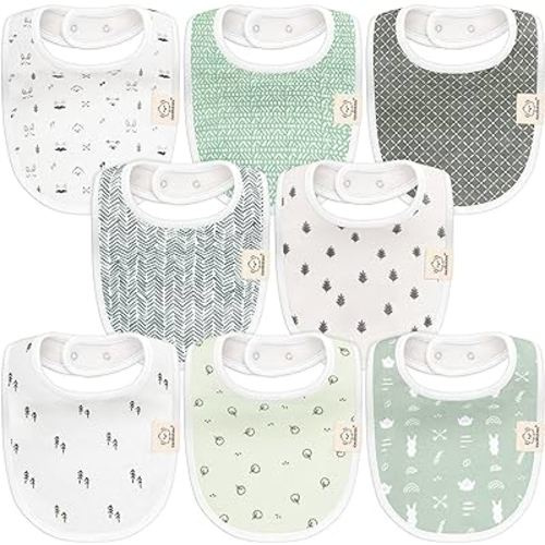 8-Pack Organic Baby Bibs for Girls & Boys - Teething Baby Bib, Baby Boy Bibs, Baby Girl Bibs, Newborn Bibs, Baby Drool Bibs for Infant, Toddler, Bibs for Baby Boy, Bibs for Baby Girl (Nordic)