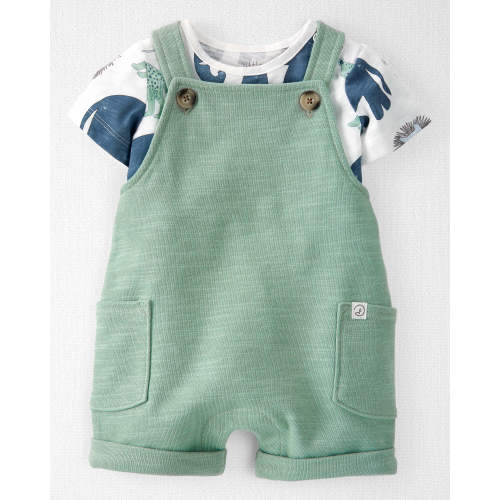 Baby 2-Piece Organic Cotton Shortall Set - Style,Green