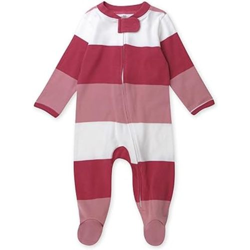 HonestBaby Sleep and Play Footed Pajamas One-Piece Sleeper Jumpsuit Zip-Front Pjs 100% Organic Cotton for Baby Girls