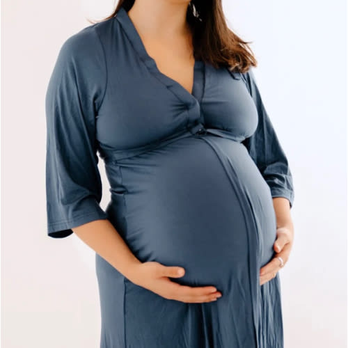 Lila Labor & Postpartum Gown in Midnight Blue