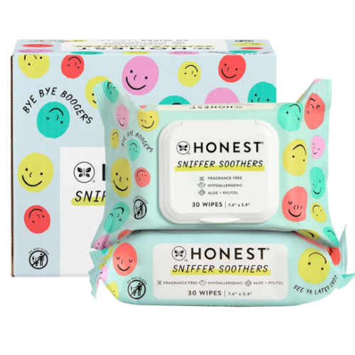 The Honest Company Plant-Based Snot Removing Wipes, Soothing Nose with Aloe, Hypoallergenic for Sensitive Skin, EWG Verified Fragrance-Free, 60 Count
