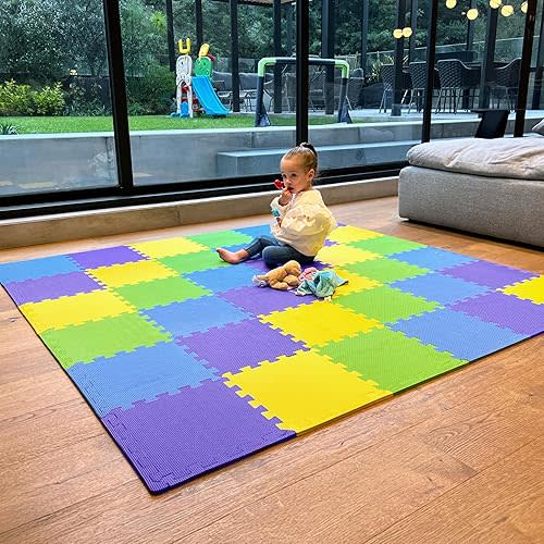 Foam Floor Tiles - Purple-Canary-Emerald-Indigo