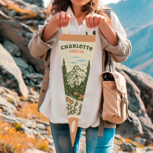 Custom Name Sign Felt Mountain Pennant | Personalized Boho vintage style nature banner flag, kids & Nursery Wall Art, Boys Girls decor gift