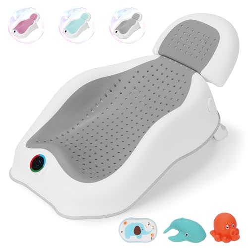 babove Baby Bath Support | Newborn Bathtub with Thermometer Collapsible Baby Bathtub baby bather, Baby tubs for Baby tubs for Newborn Essentials Must Haves-Baby tub (Gray)