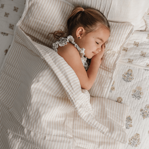Organic Cozy Comfort Nap Mat - Beige Stripes