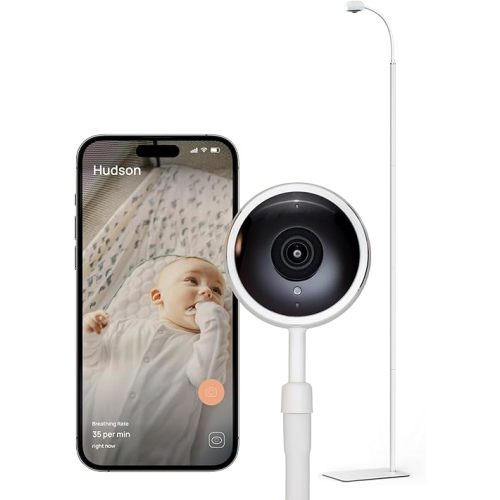 Baby Eye Smart Baby Monitor & Floor Stand, Zero Wearables, Sensor-Free Sleep Breathing Motion Tracker, Cry Detection, Night Vision, 2-Way Audio, AI Monitoring, WiFi Baby Monitor Camera with Phone App