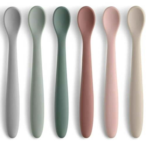 6-Piece Silicone Feeding Spoons for First Stage Baby and Infant, Soft-Tip Easy on Gums I Training Spoon | Baby Utensils Feeding Supplies, Dishwasher & Boil-proof