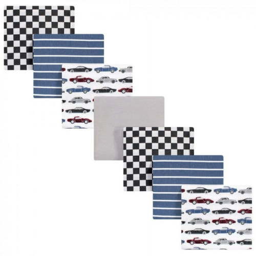 Hudson Baby Infant Boy Cotton Flannel Receiving Blankets Bundle, Vintage Cars, One Size