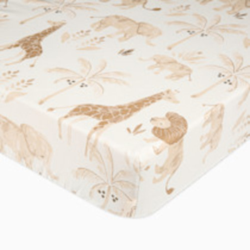 Crane Baby Cotton Sateen Crib Fitted Sheet - Kendi Animals