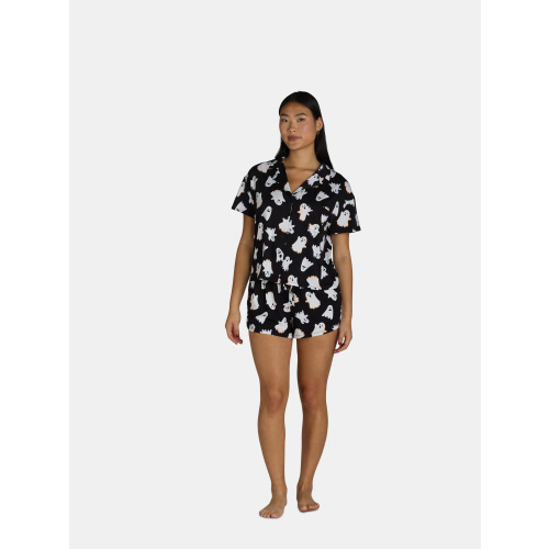 Halloween Women’s Ghost Print Shorty Pajama Set, 2-Piece, Sizes XS-3X