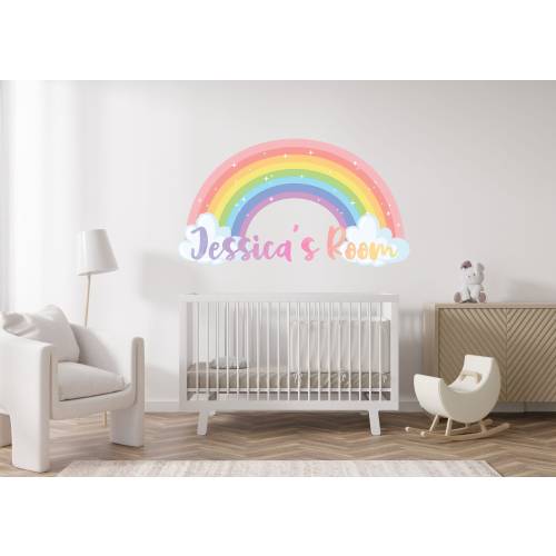 Pastel Rainbow Wall Sticker , Girls Name Wall Decal, Personalised Room Decal, Rainbow Themed Decor , Boho