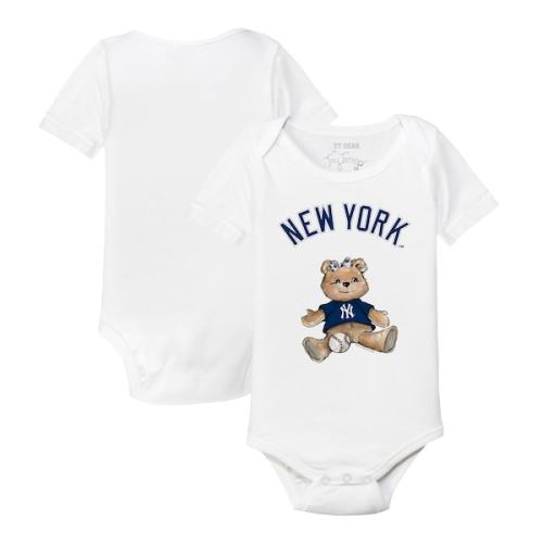 Infant New York Yankees Tiny Turnip White Girl Teddy Bodysuit- 3 Month
