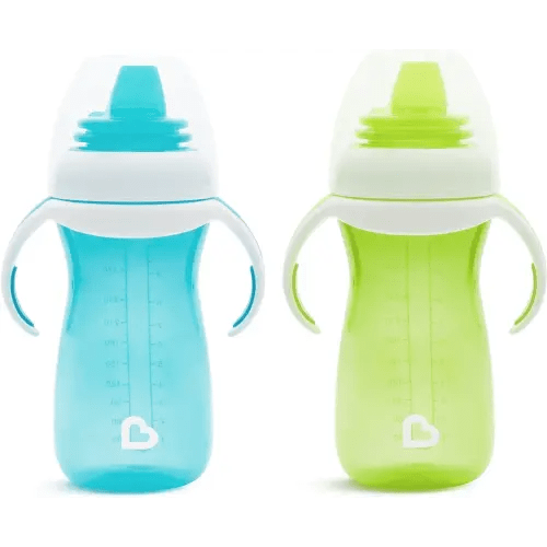 Munchkin® Gentle™ Transition Sippy Cup with Trainer Handles, 10 Ounce, 2 Pack, Blue/Green