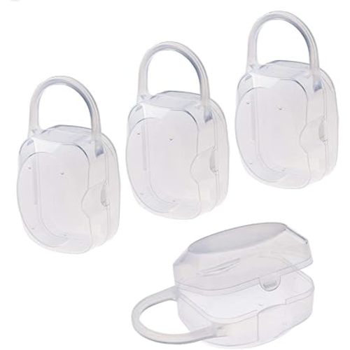 Accmor Pacifier Case, Pacifier Holder Case with Handle, BPA Free Universal Pacifier Container Box for Travel, Transparent, 4 Pack