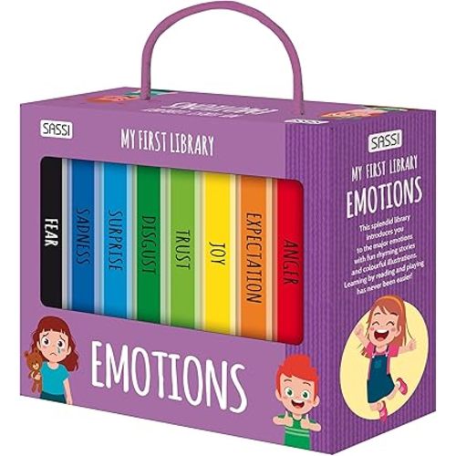 Sassi: My First Library - Emotions- 8 Cardboard Mini-Book Set, Feelings Development, Rhyming Stories, Portable Box, Read-Learn-Play, Kids-Toddlers 2+