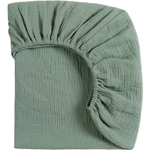 Meracorallo Muslin Mini Crib Sheet, Pack n Play Fitted Sheet, Soft and Breathable Pack and Play Playard Mattress Sheet for Baby Boys and Girls (Roman Green)