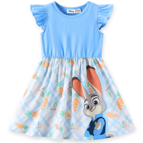 Disney Girls Dresses Zootopia Judy Hopps Graphic Blue Cotton Rabbit Easter Summer Holiday Dress Baby Toddlers 2T