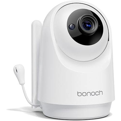 bonoch Add-on Baby Camera Unit for BBM14/BBM16 Only, 1440p HD Video Baby Monitor Camera No WiFi, Split-Screen, Night Vision, 4X Zoom, 2-Way Audio, White Noise, 3Lullabies, Incompatible with Phone