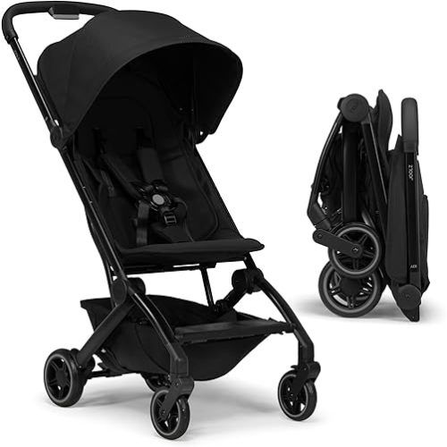 Joolz AER+ Lightweight & Compact Travel Stroller - Portable One-Hand Fold Design - Ergonomic Seat for Infant & Toddler (up to 50 lb) - XXL Sun Hood - Stroller for Airplane -Travel Pouch -Space Black