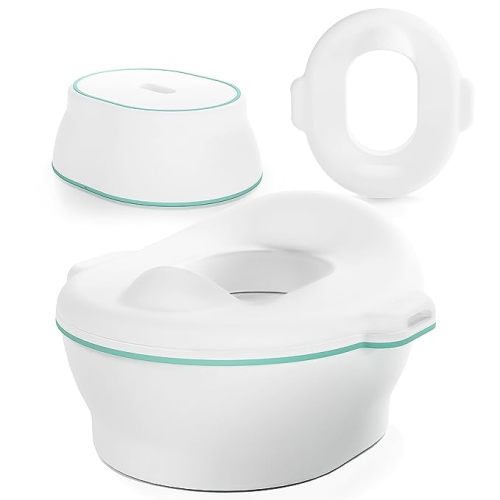 Frida Baby 3-in-1 Grow-With-Me Toddler Potty Training Toilet | Transforms from Potty to Toilet Topper Potty Training Seat and Step Stool | Easy-to-Clean Potty Training System - 3-in-1 Potty