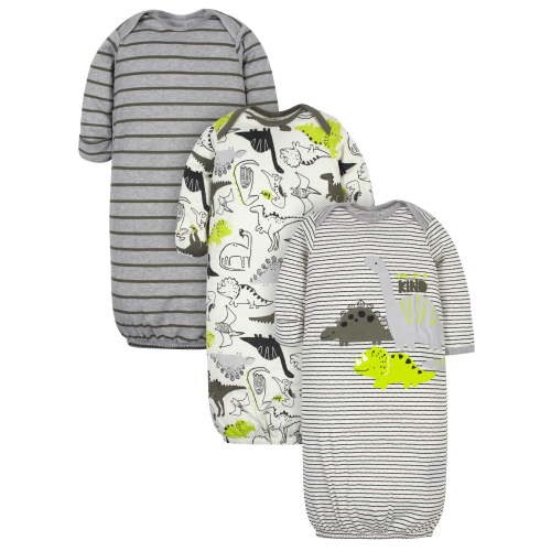 Gerber Baby Boy Gowns, 3-Pack (0/6 Months)