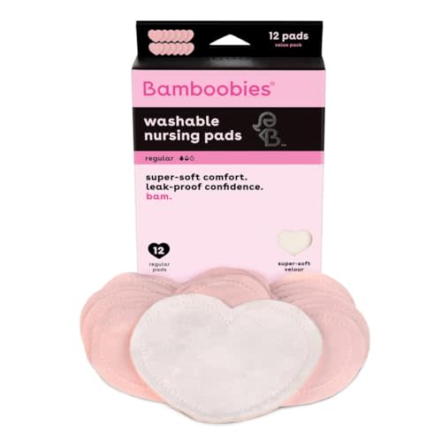 Bamboobies Nursing Pads, Reusable and Washable for Daily Use, Leak-Proof Pads for Breastfeeding, 4 Pads