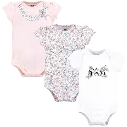 Hudson Baby Baby Girls' 3pc Cotton Bodysuits