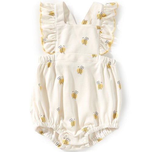 Kissy Kissy Baby Girls Newborn-24 Months Bees Print Ruffle Bubble Romper