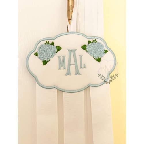 Hydrangea Bow Holder | Embroidered Floral Bow Holder For Girls