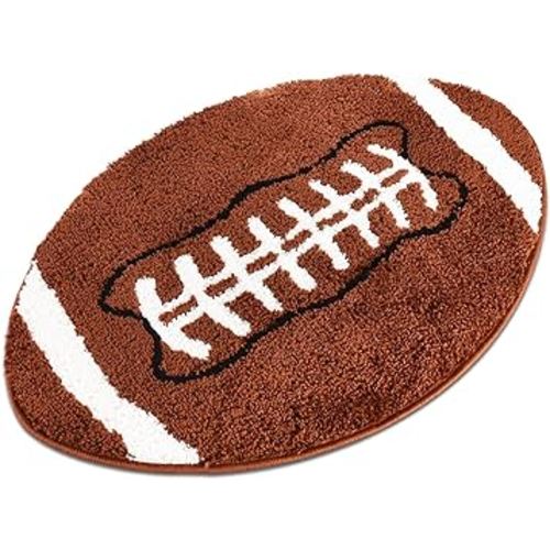 Cute Football Rug for Boys Room 34”x22” Soft Sports Carpet for Kids Bedroom Decor Non Slip Washable Playroom Area Rug Fun Touchdown Mat Plush Athlete Themed Gift