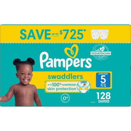 Pampers Swaddlers Active Baby Diapers, Size 5, 128 Count