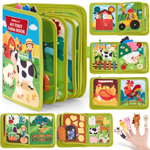 hahaland Busy Book for Toddlers 1-3 - Montessori Toys Busy Board for 1 Year Old Boy Gifts Girl Toys Educational Learning Quiet Activity Books Toddler Airplane Travel Toy 1-2 One Year Old Birthday Gift