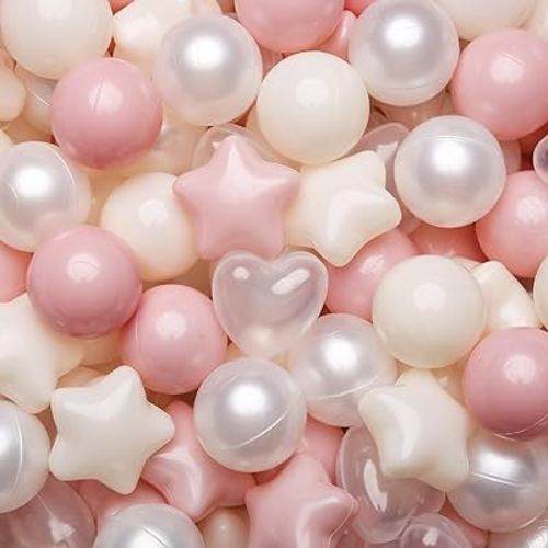 TRENDPLAY Ball Pit Balls 200 Star Shape Balls Plastic Balls Play Pit Balls Heart Balls, Larger Quantity Durable Balls Different Shapes for Toddlers