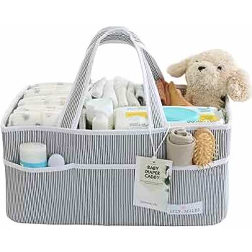 Amazon.com : Lily Miles Baby Diaper Caddy - Large Organizer Tote Bag for Baby essentials Boy or Girl - Baby Shower Basket - Nursery Must Haves - Registry Favorites - Newborn Caddie Car Travel : Baby