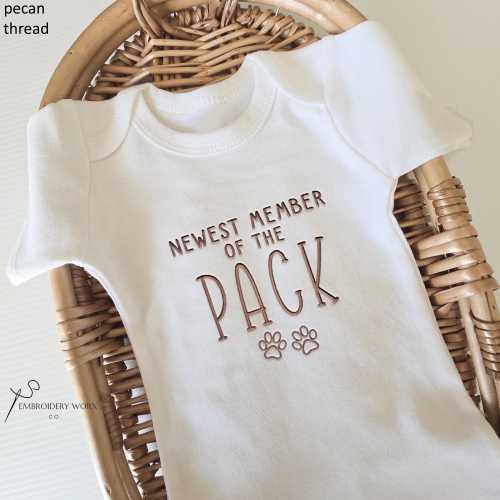 Embroidered Newest Member of the Pack Onesie® brand New Best Friend Onesie® Personalized Dog Name Dog Baby Announcement P35