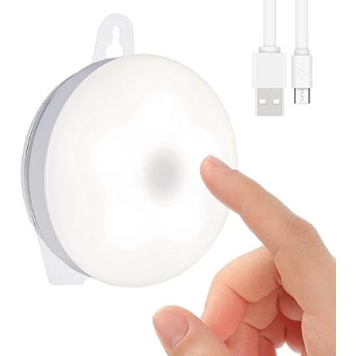 Rechargeable Touch Light, DIY Stick Anywhere Led Night Light Touch Lamp Tap Light (Touch Sensor Switch, Stepless Dimmer, Last Setting Memory, Built-in Battery Powered, Warm White Light)