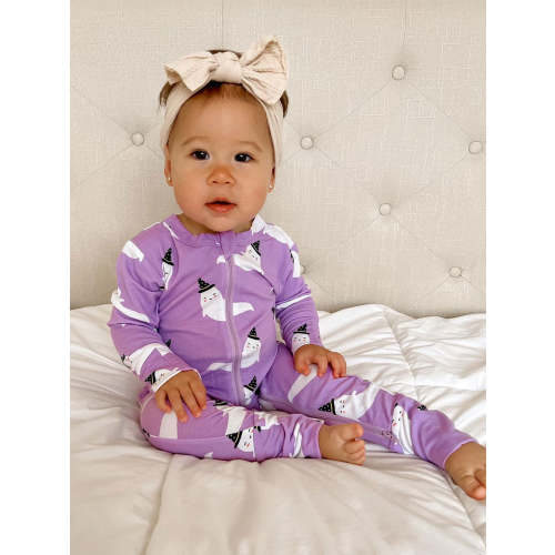 2-Way Convertible Zip Romper, Purple Ghost