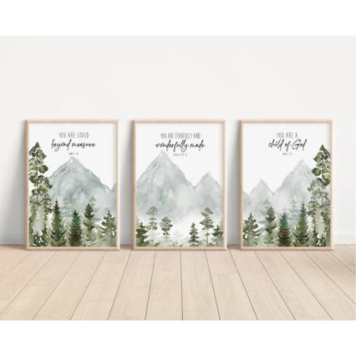 Mountain Nursery Decor Forest Wall Art Woodland Nursery - Etsy