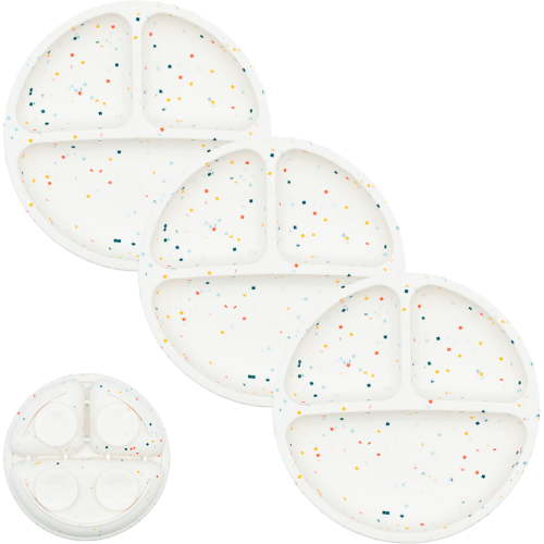 WeeSprout Suction Plates for Babies & Toddlers, 100% Silicone, Dinnerware Stays Put, 3 Pack