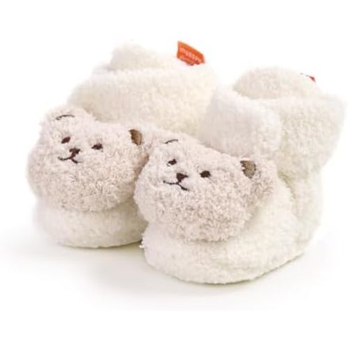 E-FAK Newborn Baby Cozy Fleece Booties with Grippers Winter Slippers Socks Soft Sole Stay On Infant First Walker Crib Shoes