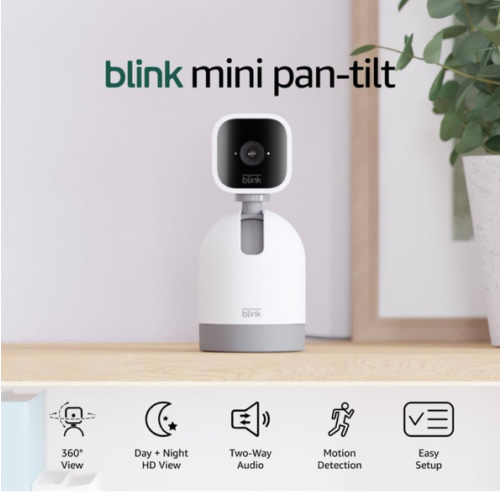 Blink Mini Pan-Tilt Camera (newest model), Rotating indoor plug-in smart security camera, two-way audio, HD video, motion detection, Works with Alexa (White)