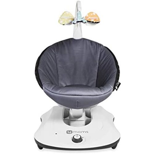 4moms RockaRoo Baby Swing + Safety Strap Fastener, Compact Baby Rocker with Front to Back Gliding Motion, Dark Grey Cool Mesh