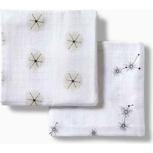Swaddle Blanket 2PK Constellation & Star Dust, White - Moonjax | Maisonette