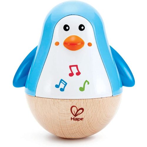 Hape Penguin Musical Wobbler | Colorful Wobbling Melody Penguin, Roly Poly Toy for Kids 6 Months+, Multicolor, 5'' x 2'' (E0331)